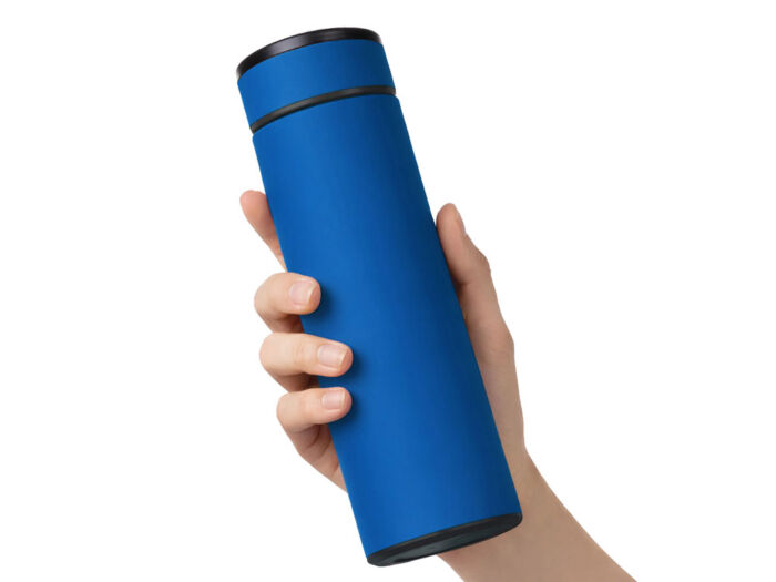 Вакуумный термос Vacuum Flask C1, soft touch, 420мл, синий/серебристый